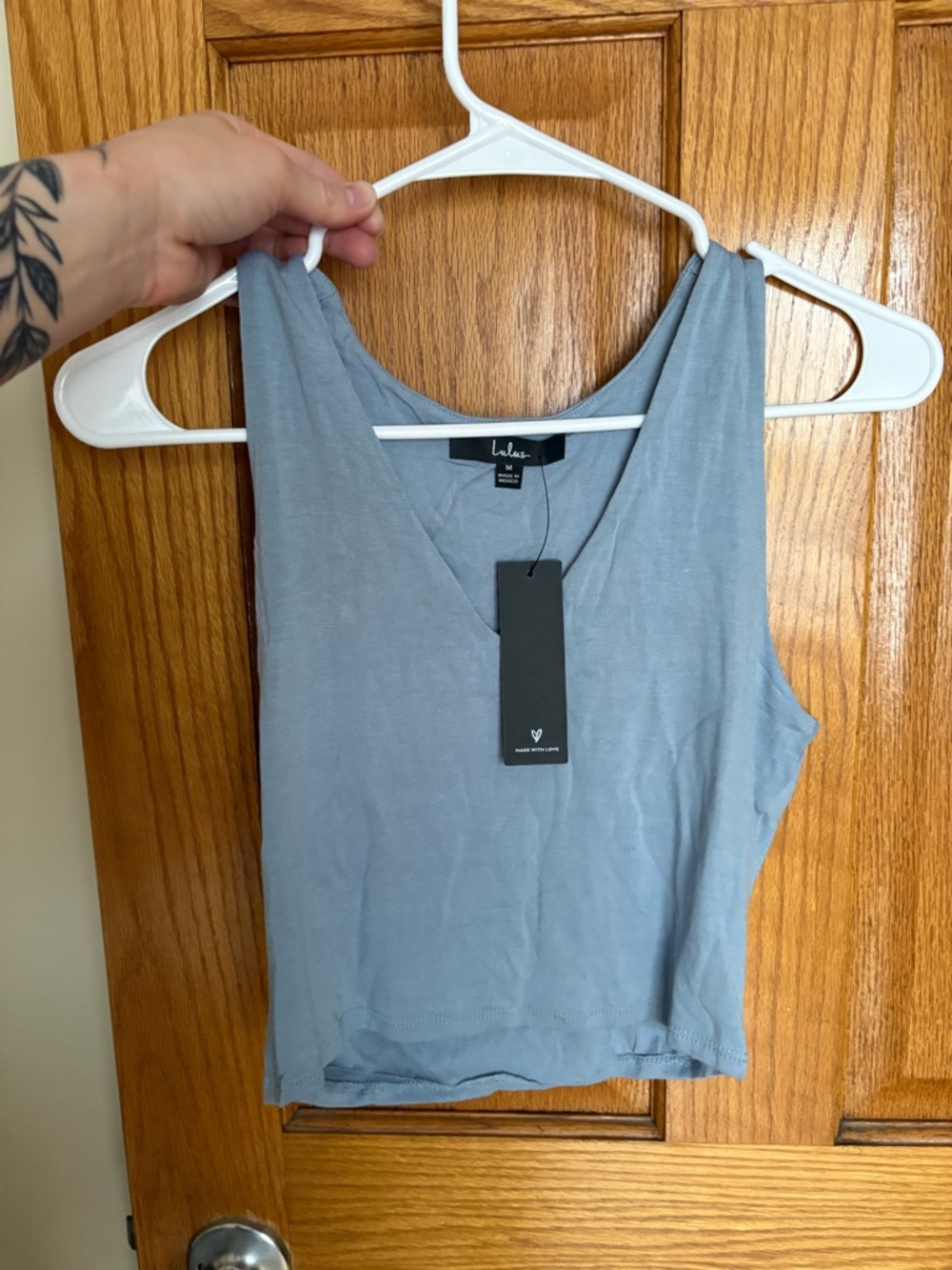 Lulu's Light Blue V-Neck Cropped Tank
